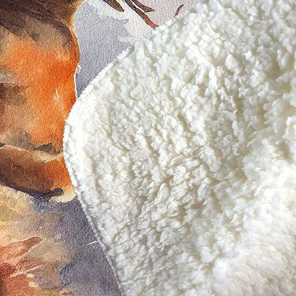 Stag Deer Water Colour Sherpa Blanket