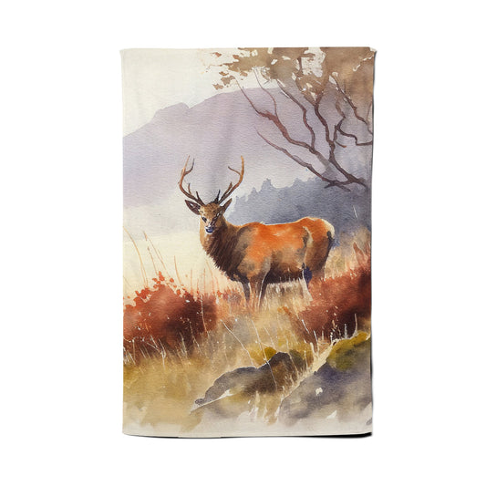 Stag Deer Water Colour Tea Towel