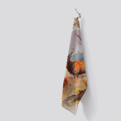 Stag Deer Water Colour Tea Towel