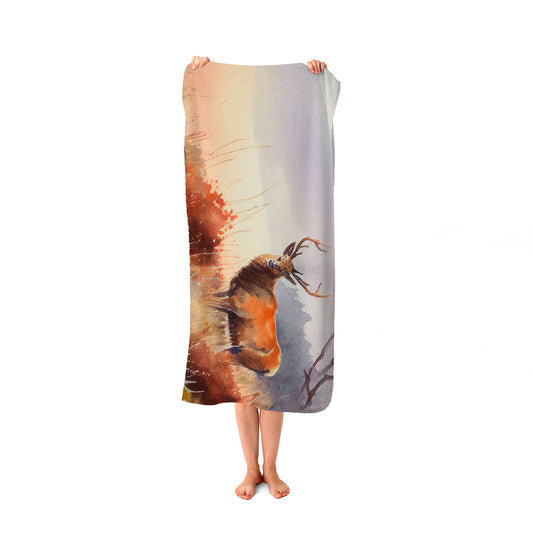 Stag Deer Water Colour Beach Towel