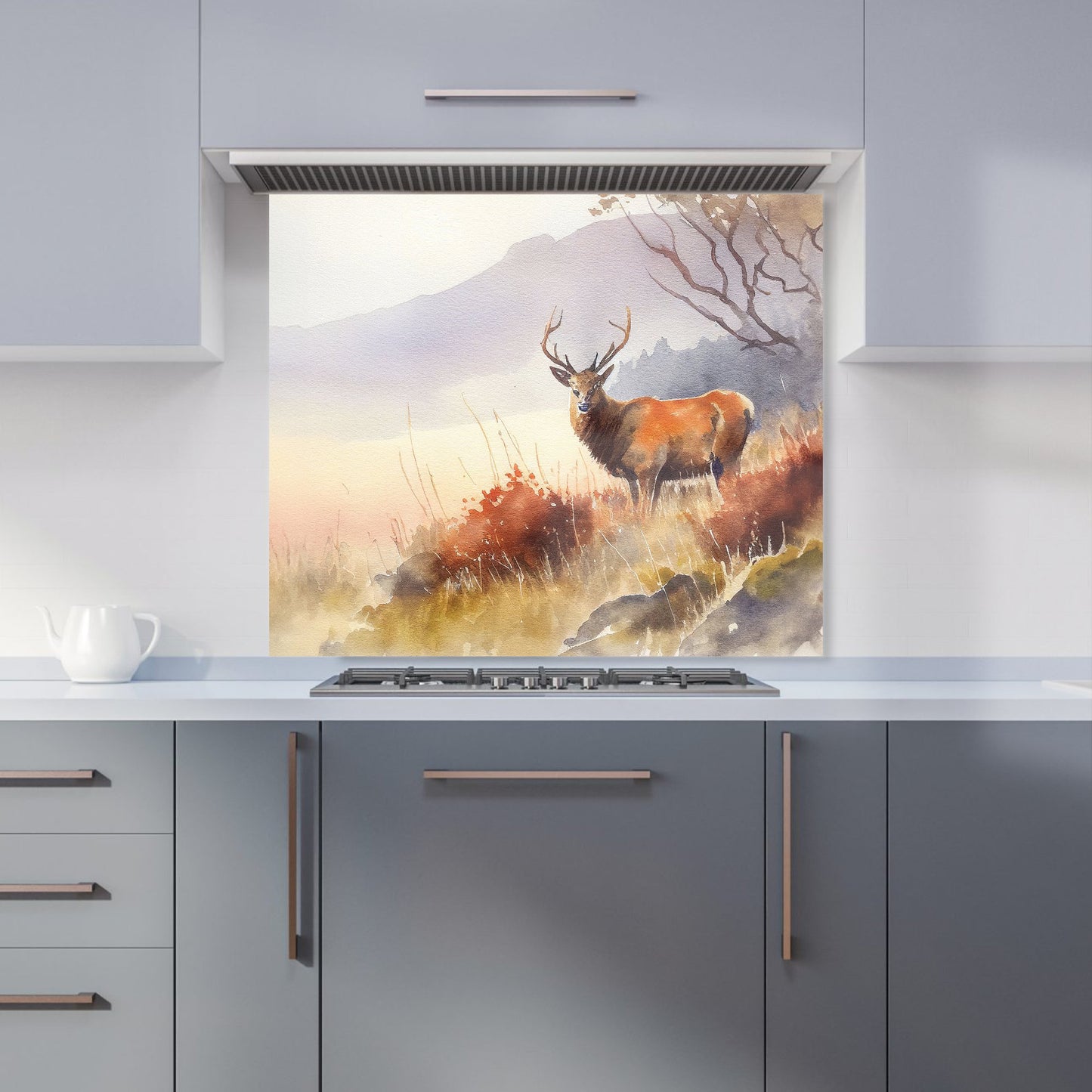 Stag Deer Water Colour Kitchen Splashback