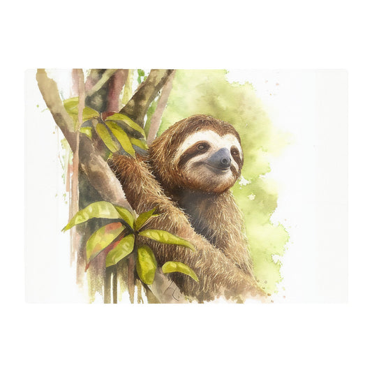 Sloth Watercolour Glass Chopping Board