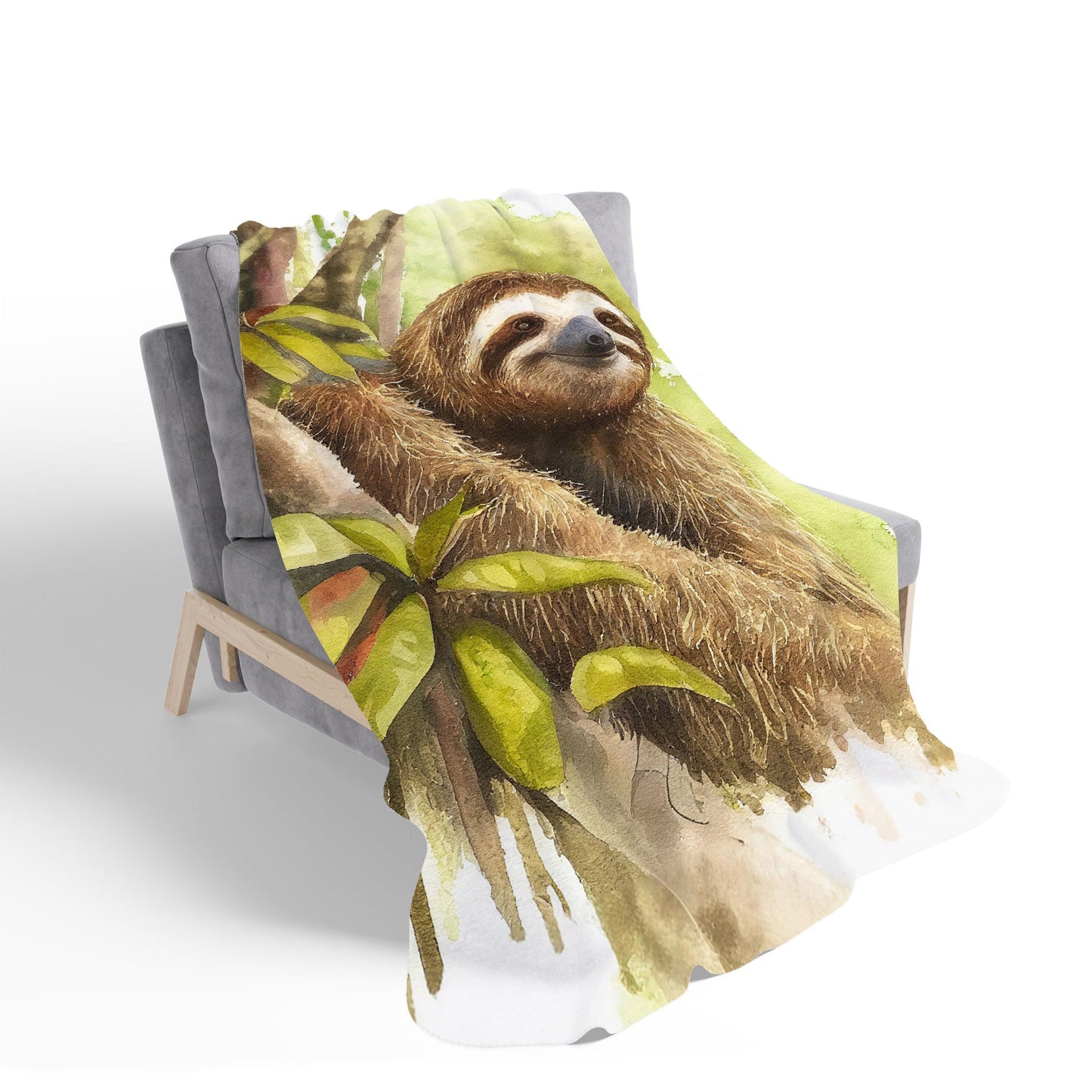 Sloth Watercolour Sherpa Blanket