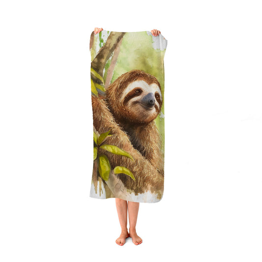 Sloth Watercolour Beach Towel