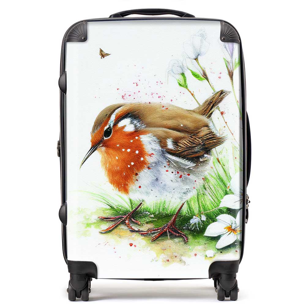 Robin And Daisies Watercolour Suitcase
