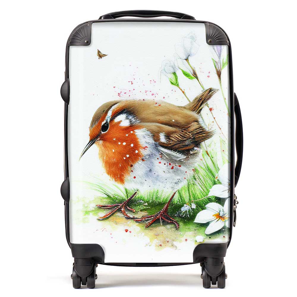 Robin And Daisies Watercolour Suitcase