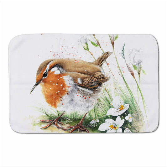 Robin And Daisies Watercolour Sherpa Blanket