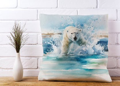 Hunting Polar Bear Watercolour Cushions
