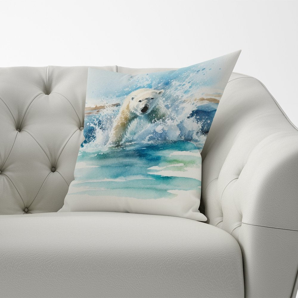 Hunting Polar Bear Watercolour Cushions