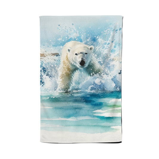 Hunting Polar Bear Watercolour Tea Towel