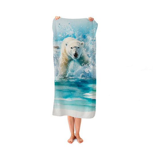 Hunting Polar Bear Watercolour Beach Towel