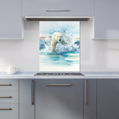 Hunting Polar Bear Watercolour Kitchen Splashback