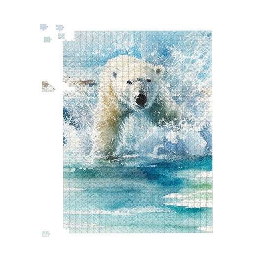 Hunting Polar Bear Watercolour Jigsaw Puzzle