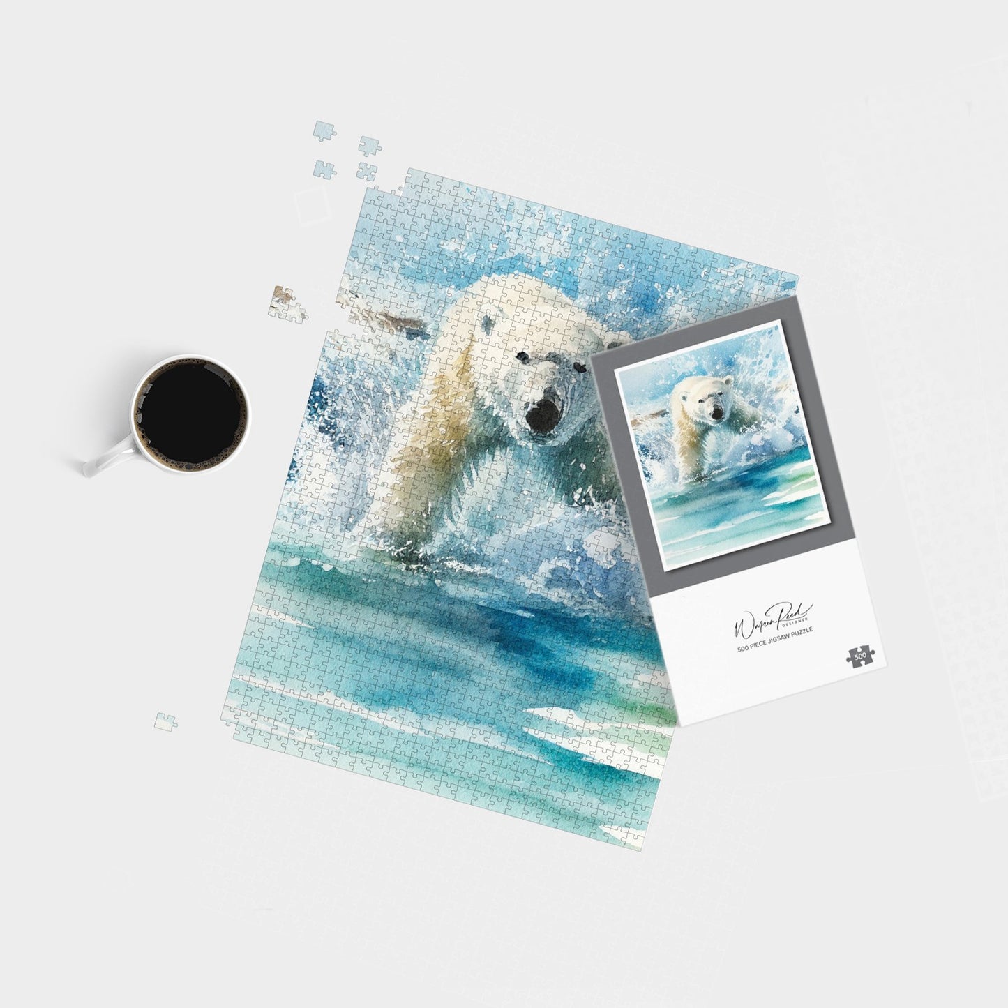 Hunting Polar Bear Watercolour Jigsaw Puzzle