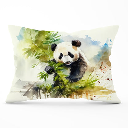 Panda Eating Bamboo Watercolour Cushions