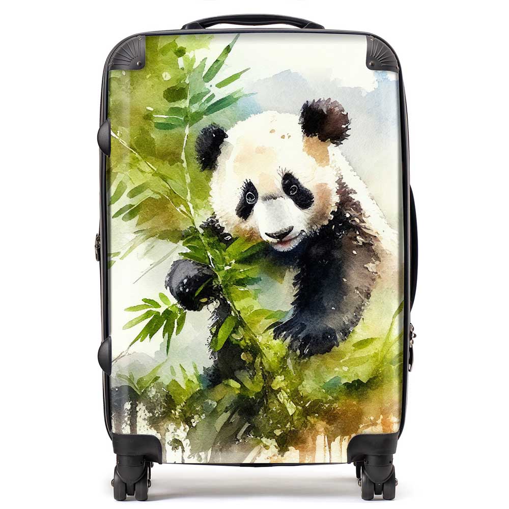 Panda Eating Bamboo Watercolour Suitcase