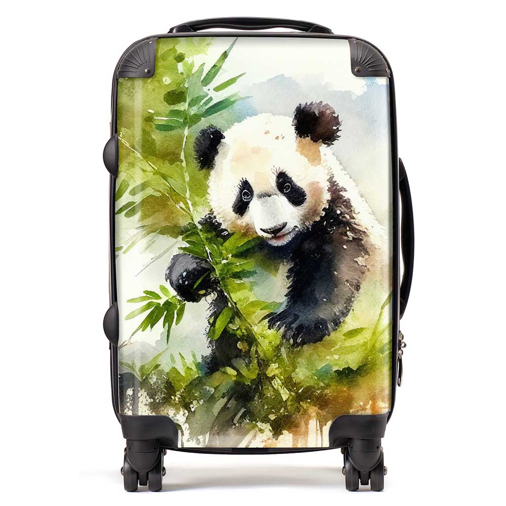 Panda Eating Bamboo Watercolour Suitcase