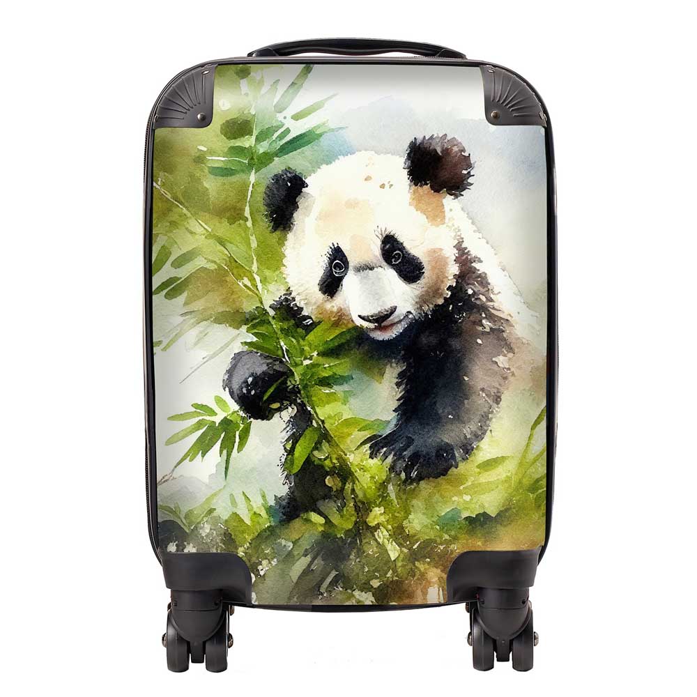 Panda Eating Bamboo Watercolour Suitcase