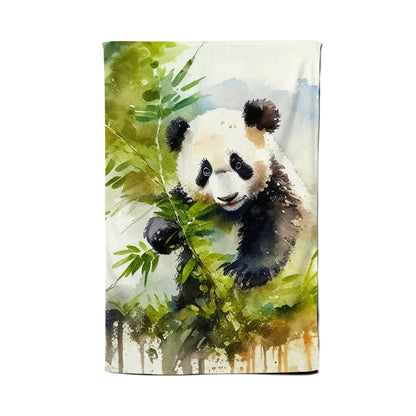 Panda Eating Bamboo Watercolour Tea Towel
