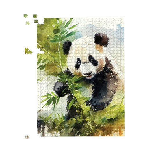 Panda Eating Bamboo Watercolour Jigsaw Puzzle