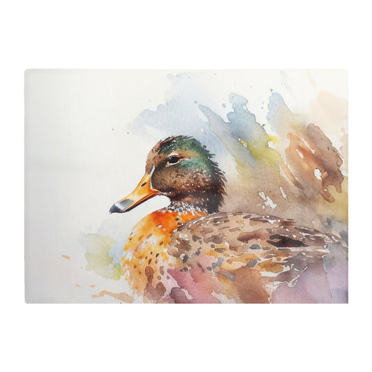 Mallard Watercolour Glass Chopping Board