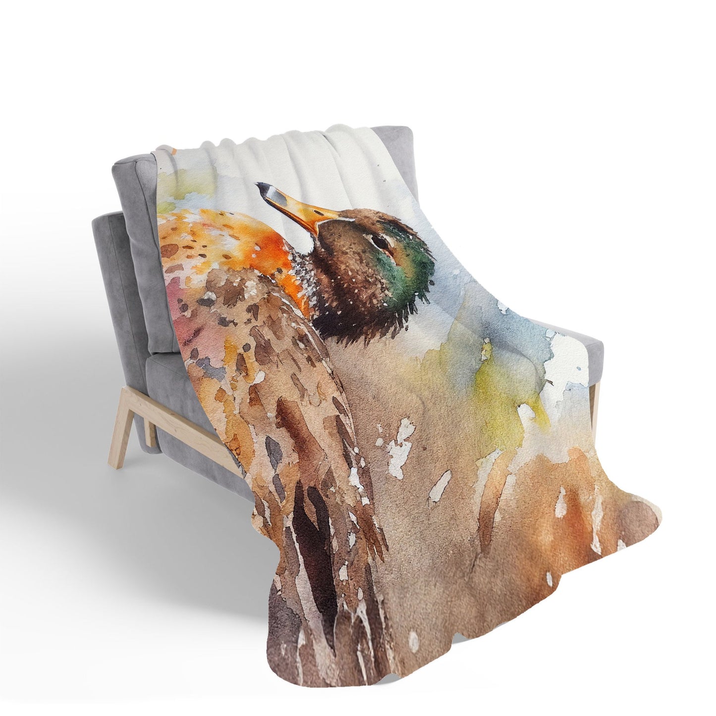 Mallard Watercolour Sherpa Blanket