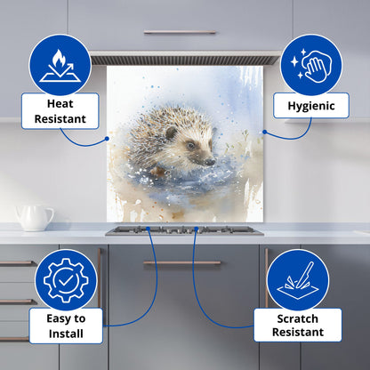 Hedgehog Watercolour Kitchen Splashback