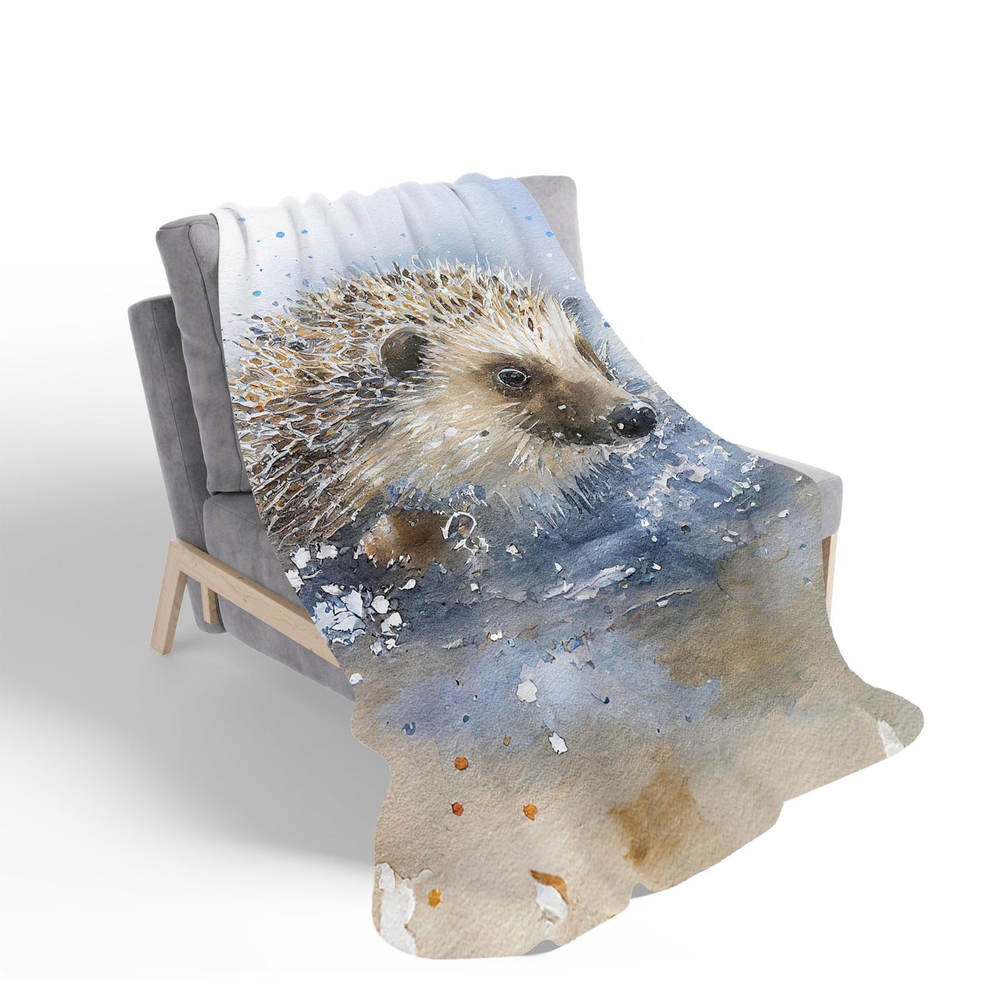 Hedgehog Watercolour Sherpa Blanket