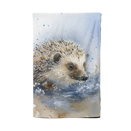 Hedgehog Watercolour Tea Towel
