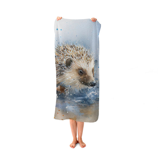 Hedgehog Watercolour Beach Towel