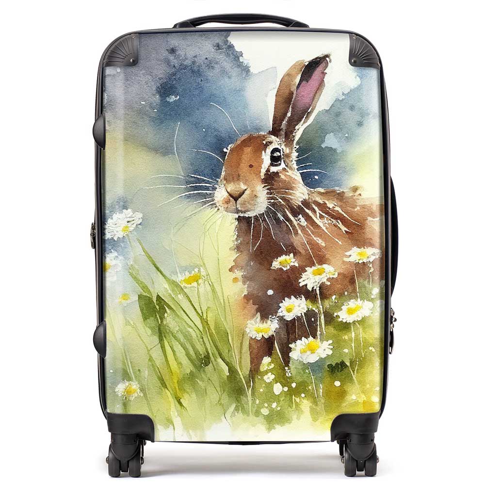 Hare And Daisies Watercolour Suitcase
