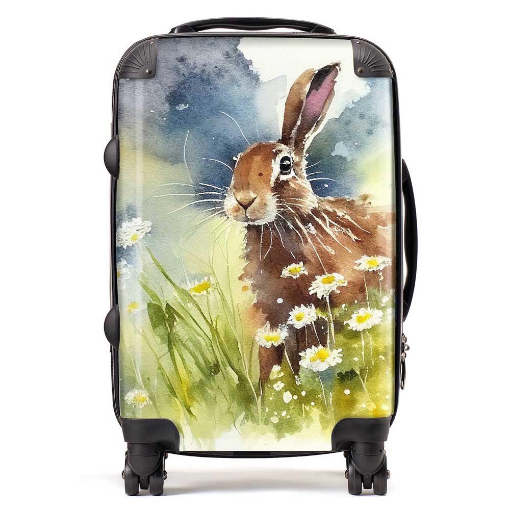 Hare And Daisies Watercolour Suitcase
