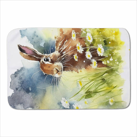 Hare And Daisies Watercolour Sherpa Blanket