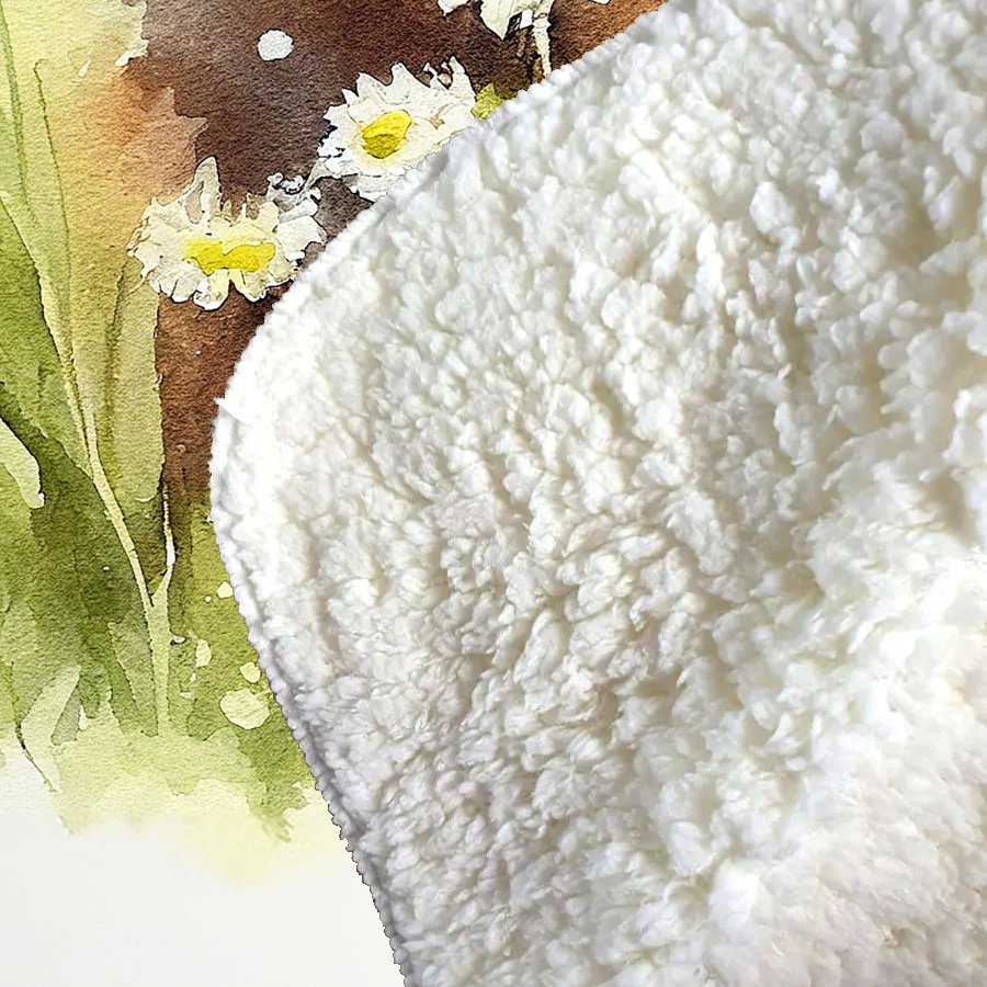 Hare And Daisies Watercolour Sherpa Blanket