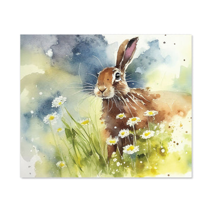 Hare And Daisies Watercolour Kitchen Splashback