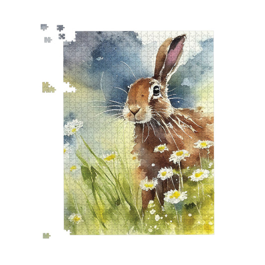 Hare And Daisies Watercolour Jigsaw Puzzle