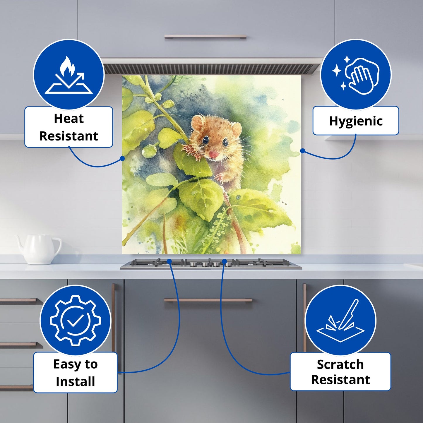 Dormouse Watercolour Kitchen Splashback
