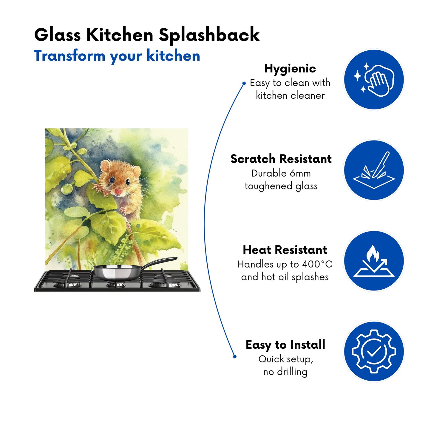 Dormouse Watercolour Kitchen Splashback