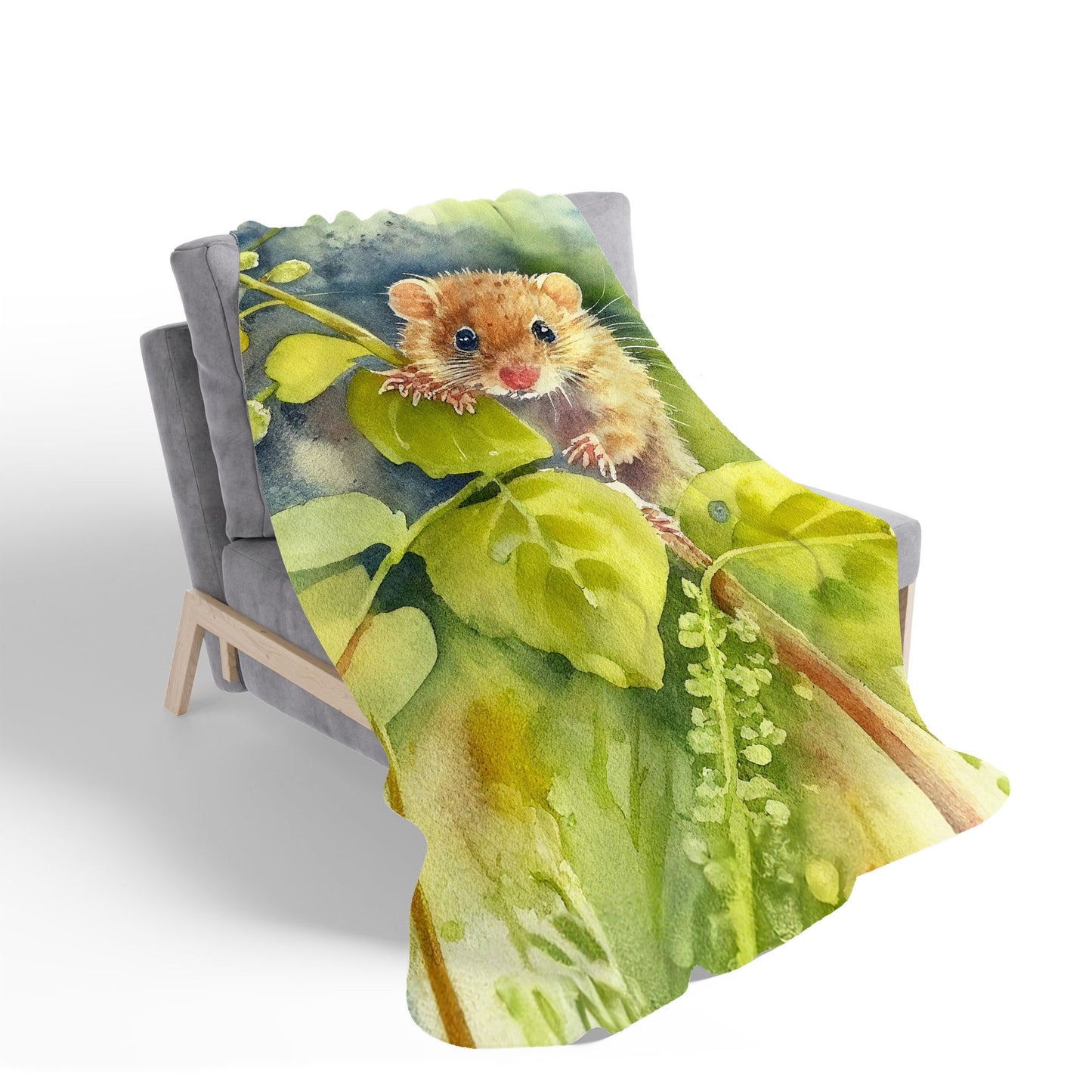 Dormouse Watercolour Sherpa Blanket