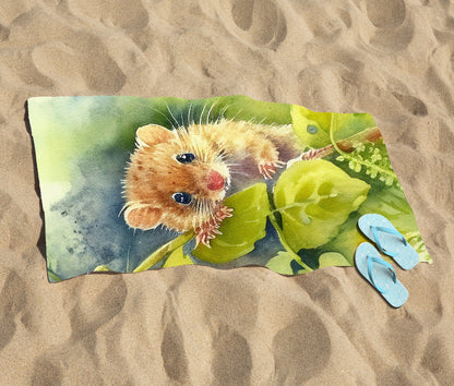 Dormouse Watercolour Beach Towel