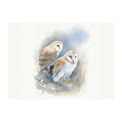 Barn Ano Owls Watercolour Glass Chopping Board
