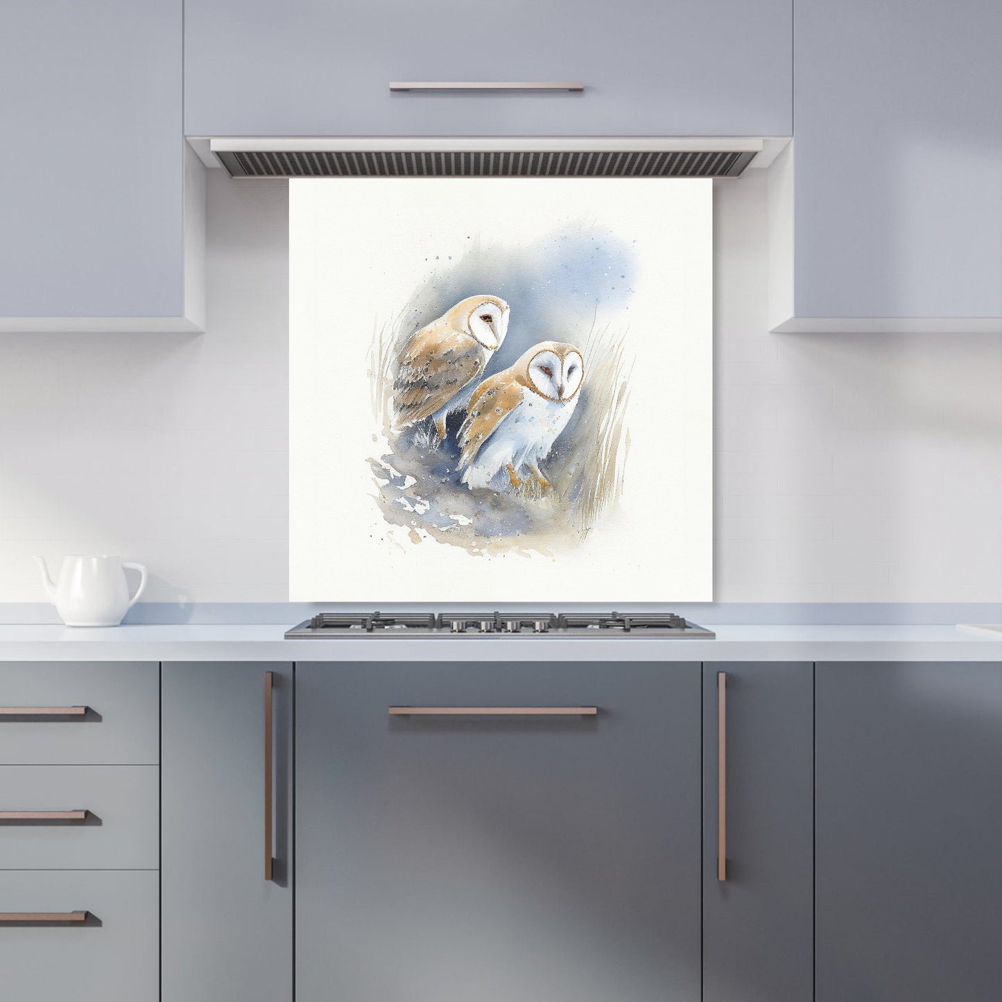 Barn Ano Owls Watercolour Kitchen Splashback
