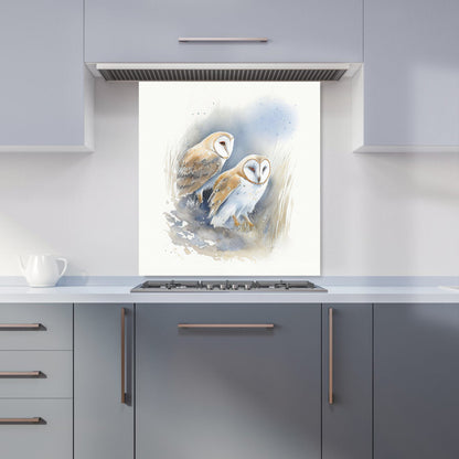 Barn Ano Owls Watercolour Kitchen Splashback