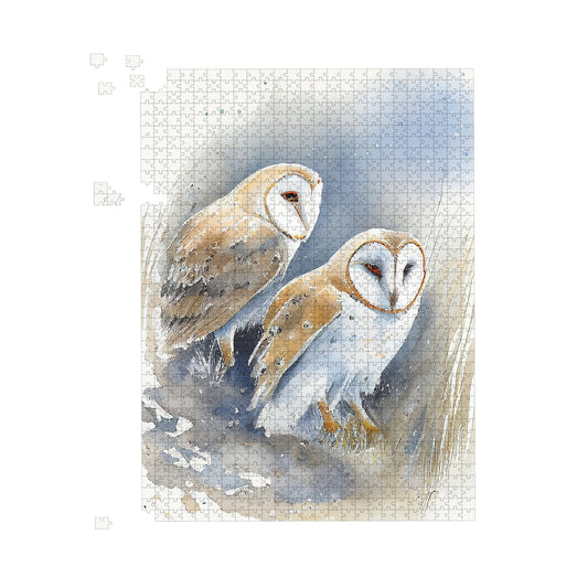 Barn Ano Owls Watercolour Jigsaw Puzzle