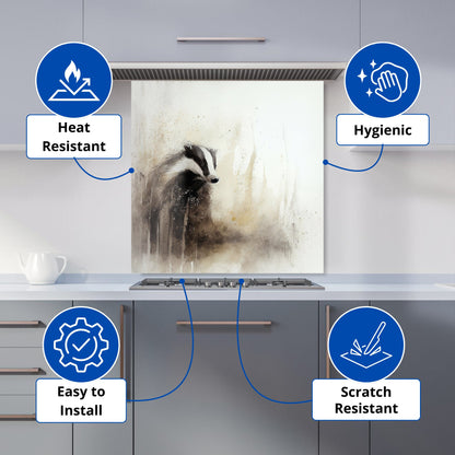 Badger Watercolour Kitchen Splashback