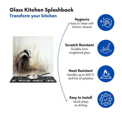Badger Watercolour Kitchen Splashback