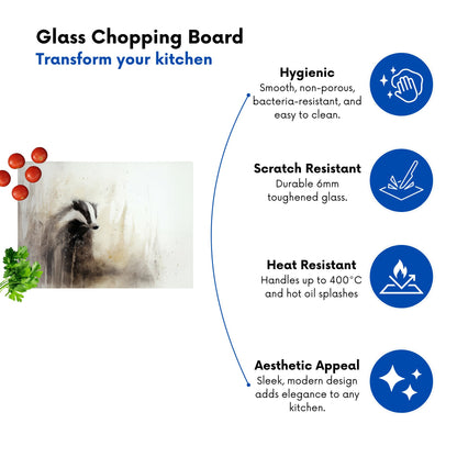 Badger Watercolour Glass Chopping Board