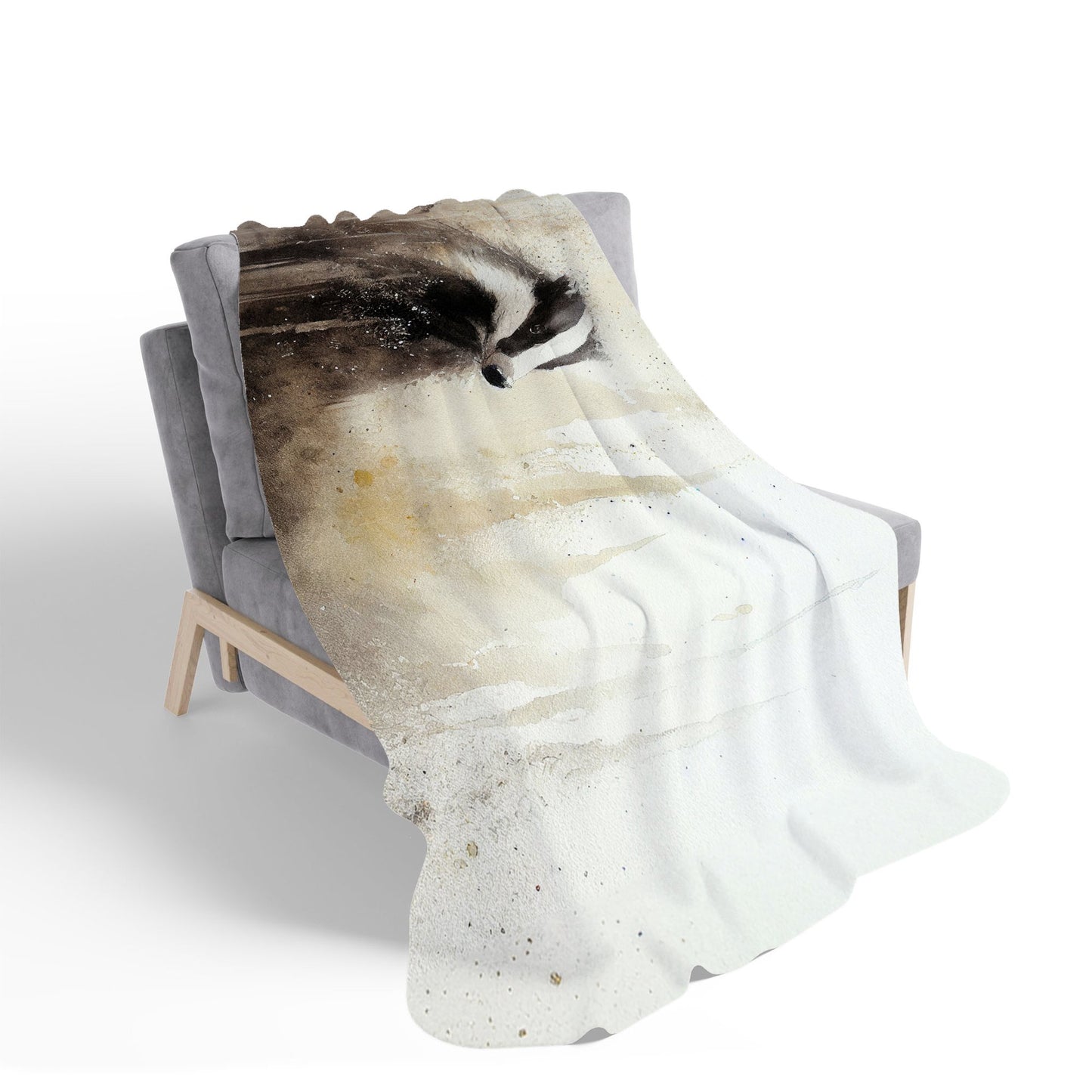 Badger Watercolour Sherpa Blanket