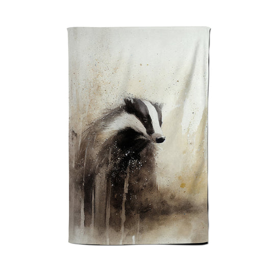Badger Watercolour Tea Towel