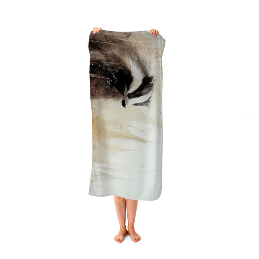 Badger Watercolour Beach Towel
